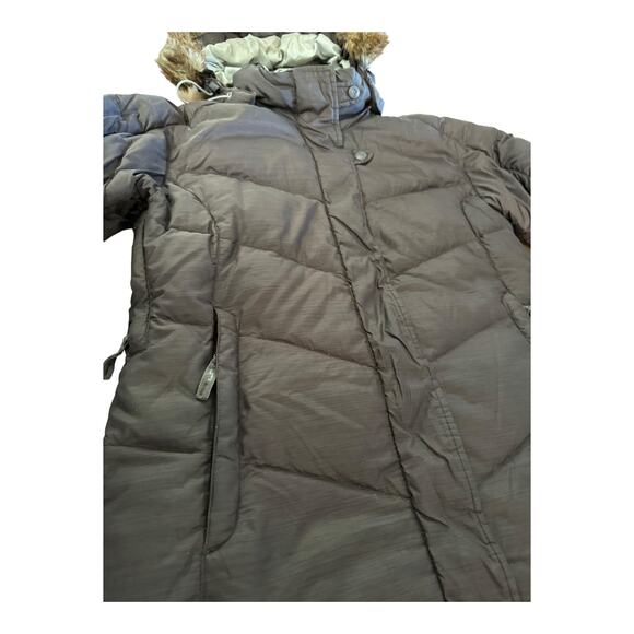 Eastern Mountain Sports Browm down coat removable Faux fur Hood size medium - Picture 4 of 12